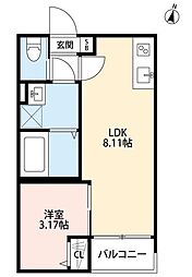 グランシャレー西綾瀬 1階1LDKの間取り
