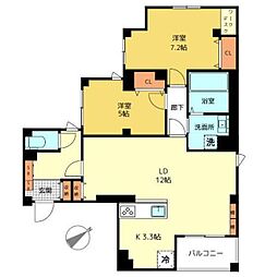 新宿区西新宿5丁目マンション 2LDKの間取図画像