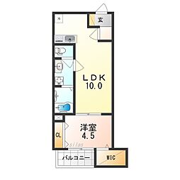 松原市高見の里2丁目アパート 1LDKの間取図画像