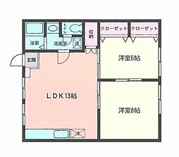仲居ハイツ3 2LDKの間取図画像
