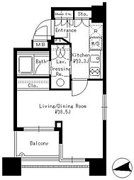 パークアクシス青山骨董通り 4階1Kの間取り