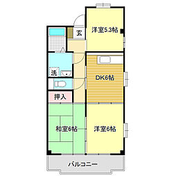 ハイツハピィバリー2C棟 3DKの間取図画像