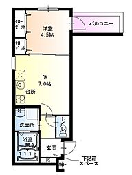 西宮市鳴尾町1丁目アパート 1DKの間取図画像