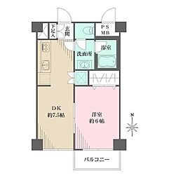 藤和大崎コープ大崎東洋ビル 1DKの間取図画像