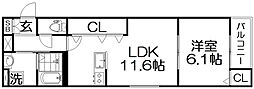 アート星田駅前 1LDKの間取図画像