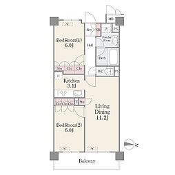 フェールメゾン西大島 2LDKの間取図画像