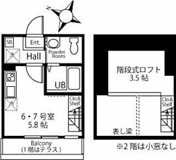 ハーミットクラブハウス横浜松ケ丘 ワンルームの間取図画像