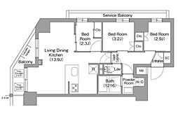 コンフォリア東葛西 3階3LDKの間取り