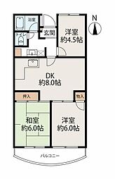 グリーンコーポ金田1 3DKの間取図画像