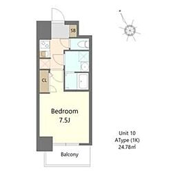 S-RESIDENCE堺浜寺broad 7階1Kの間取り