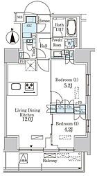 パークアクシス池袋 7階2LDKの間取り