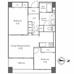 リバーシティ21イーストタワーズ2 2LDKの間取図画像