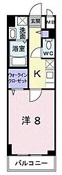 グランクレシア 1Kの間取図画像