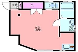 キャナル春日町A棟 1階ワンルームの間取り