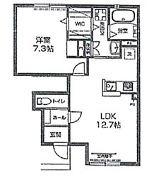 コンフォート・パルA 1LDKの間取図画像