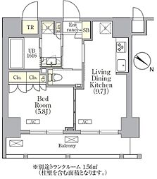 オルサス三ノ輪 1LDKの間取図画像