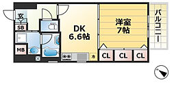 カイセイ神戸海岸通2 1DKの間取図画像