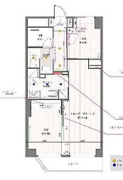カスタリア浅草橋 2階2LDKの間取り