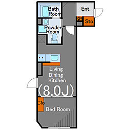 COCOCUBE大井町 1LDKの間取図画像