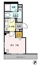 グラン チノ 3階1Kの間取り