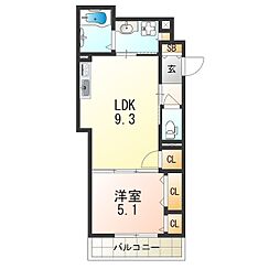 ラモーナ藤田町 1LDKの間取図画像