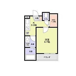 モンレーヴ本駒込 2階1Kの間取り