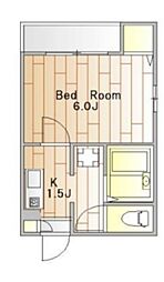 ヒルズ武蔵小山 1Kの間取図画像
