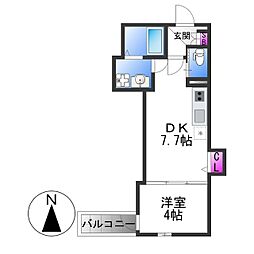 近鉄大阪線 長瀬駅 徒歩14分の賃貸アパート 2階1DKの間取り