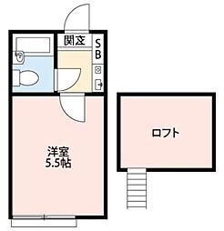 プラザドゥペートンA 1Kの間取図画像