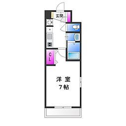 Luxe布施東 1Kの間取図画像