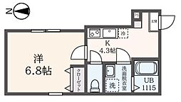 アリベルガーデンピア32番館 1Kの間取図画像
