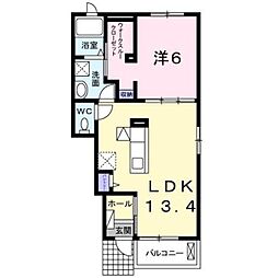 レジデンス タカハシII 1階1LDKの間取り
