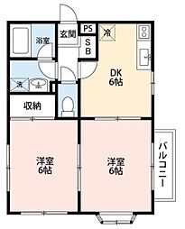 グランディールA 2DKの間取図画像