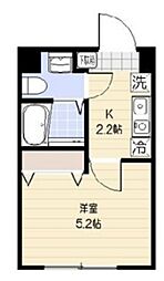 サンシエ中野新橋 4階1Kの間取り