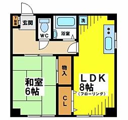 大和屋ビル 3階1LDKの間取り