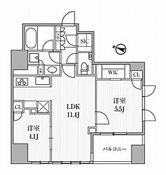 ディームス大手町ノース 6階2LDKの間取り
