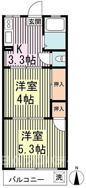 メイプルハイム平和台 202｜東京都練馬区平和台３丁目(賃貸マンション2K・2階・27.00㎡)の写真 その2