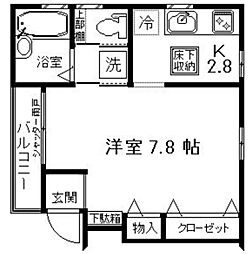 ブランミュール 1Kの間取図画像