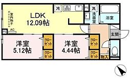 セレスティア西台A 1階2LDKの間取り