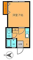 ブルク南水元 1Kの間取図画像