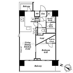 パークハビオ恵比寿 13階1LDKの間取り