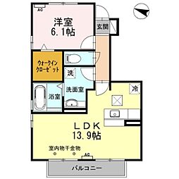 ヴィラソレイユ 1LDKの間取図画像