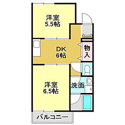 高須.東ノ丸マンション 2DKの間取図画像