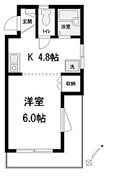 コーラルガーデン 1Kの間取図画像