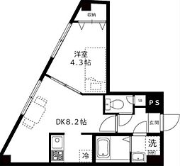 ラ・フォート五反野 2階1DKの間取り
