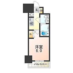 アリビオ立花 1Kの間取図画像