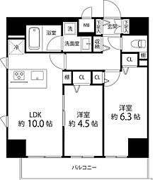 サイオン町屋 9階2LDKの間取り