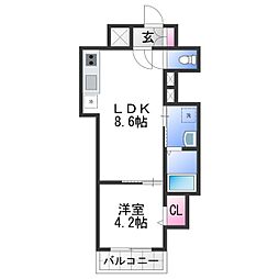 アトムハウス2号館 1LDKの間取図画像