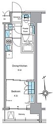 ルフォンプログレ上野稲荷町 1DKの間取図画像