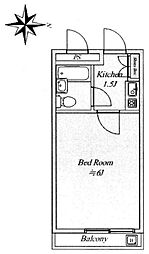 ラフィーネ桜新町 1Kの間取図画像